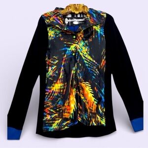 Women’s Top Black Colorful Maria Kalinowski Upcycled Shirt Top L